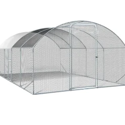 IDMARKET - Enclos poulailler dôme 15 m² parc grillagé 3x5 m avec porte latérale