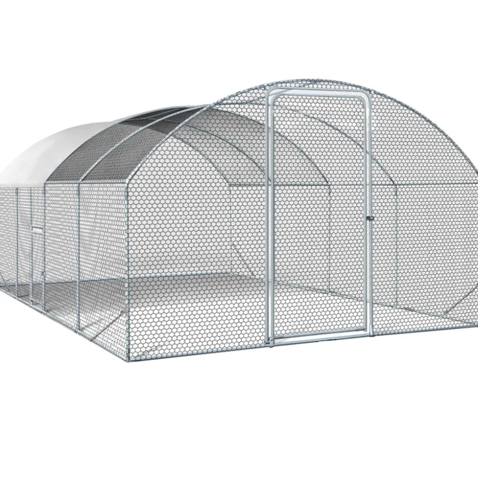 IDMARKET - Enclos poulailler dôme 15 m² parc grillagé 3x5 m avec porte latérale