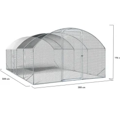 IDMARKET - Enclos poulailler dôme 15 m² parc grillagé 3x5 m avec porte latérale