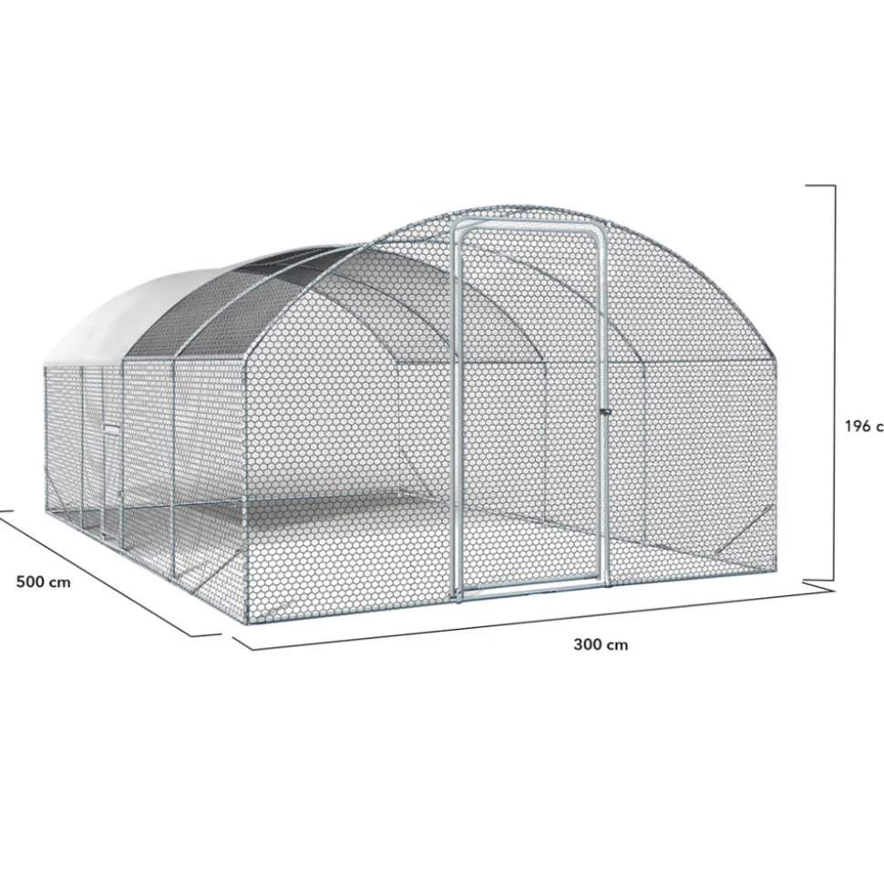 IDMARKET - Enclos poulailler dôme 15 m² parc grillagé 3x5 m avec porte latérale