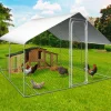 IDMARKET - Enclos poulailler 9 m² parc grillagé 3x3 m acier galvanisé