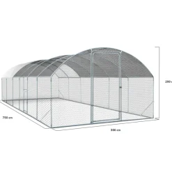 IDMARKET - Enclos poulailler dôme 22,5 m² parc grillagé 3x7,5 m avec porte latérale