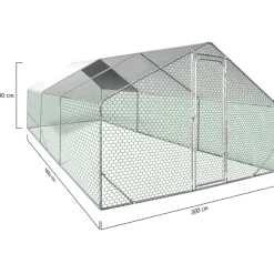 IDMARKET - Enclos poulailler 18 m² parc grillagé 6x3 m acier galvanisé