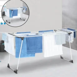 IDMARKET - Séchoir à linge horizontal pliable ultra capacité 22m blanc