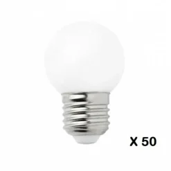 ILLUPRO - Guirlande 50 mètres guinguette ip65 50 ampoules g45 led plastique 1w blanc chaud 2700k câble noir prolongeable