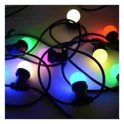 ILLUPRO - Guirlande guinguette 10 ampoules multicolores e27 10m extérieure ip65