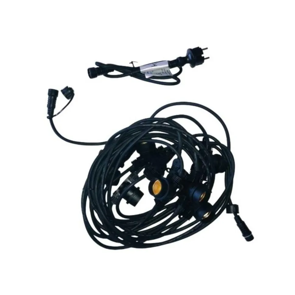 ILLUPRO - Guirlande guinguette extérieur 100m 200 ampoules led blanc chaud e27 1w câble noir extensible