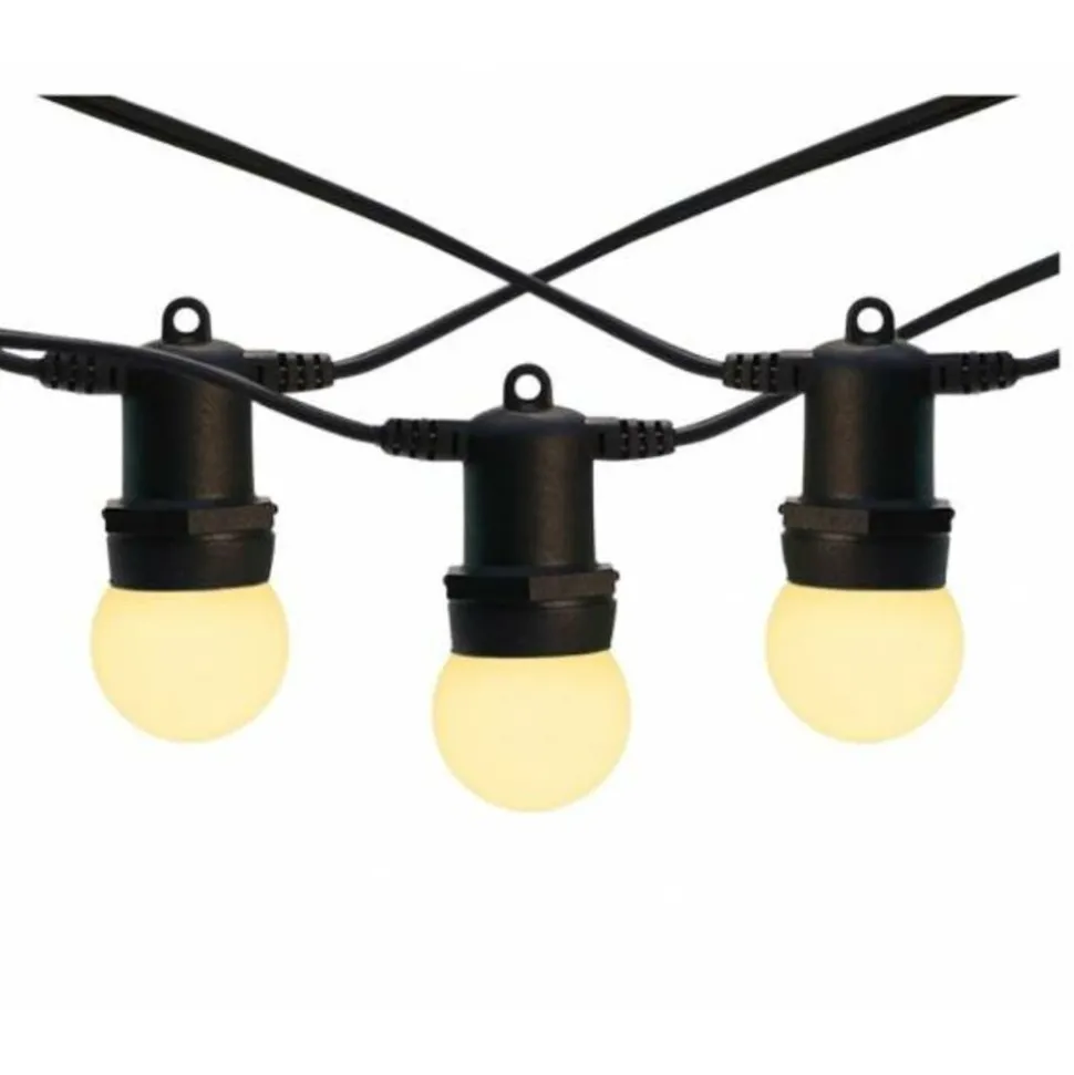 ILLUPRO - Guirlande guinguette extérieur 10m 20 ampoules led blanc chaud e27 1w câble noir extensible