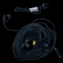 ILLUPRO - Guirlande guinguette extérieur 10m 20 ampoules led blanc chaud e27 1w câble noir extensible