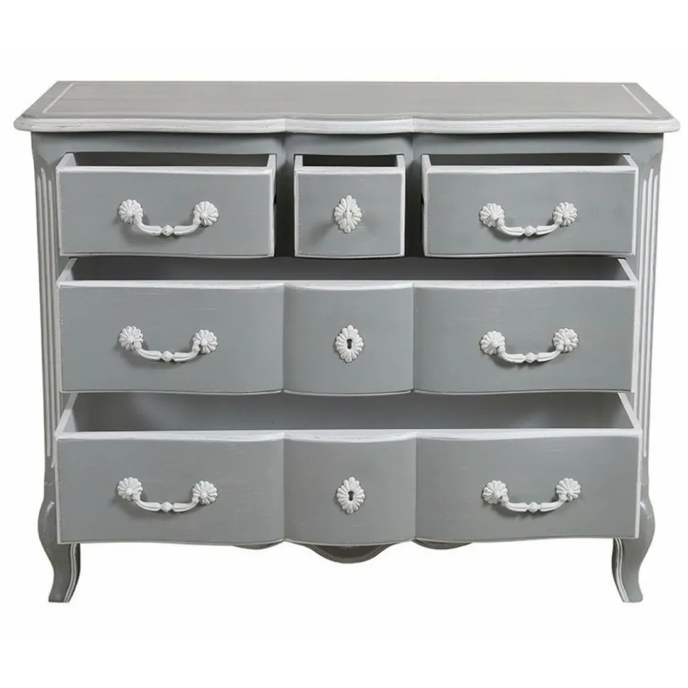 INTERIOR'S - Commode galbée 5 tiroirs mdf gris - gustavien interior's
