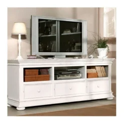 INTERIOR'S - Meuble tv avec 3 rangements mdf blanc - harmonie interior's