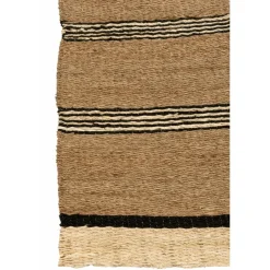 J-LINE - Tapis tressé en feuille de palme marron 215x151x1 cm