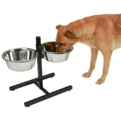 KERBL - Mangeoires d'animaux de compagnie avec support 2x2,8 l 43cm noir 445244
