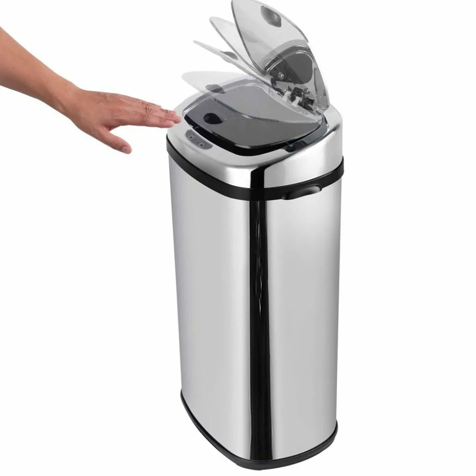 KITCHEN MOVE - Poubelle de cuisine automatique largo argent acier inoxydable 42 l