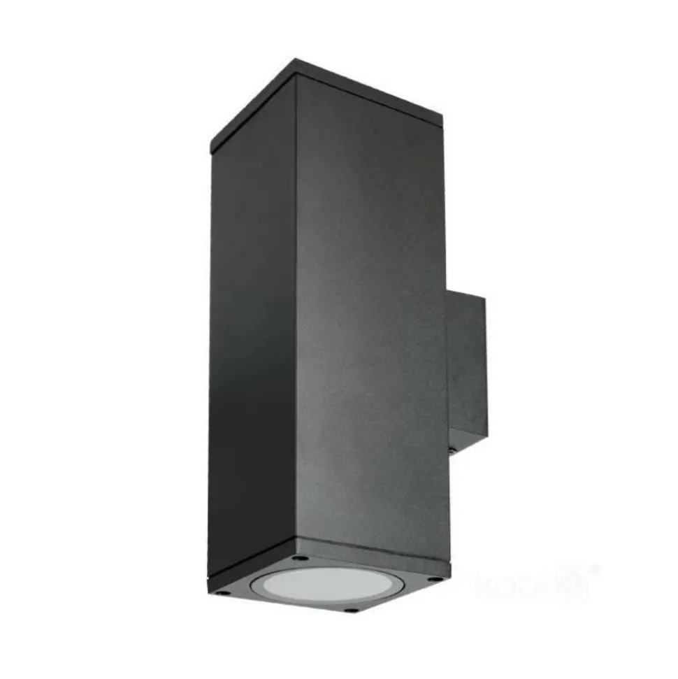 KOBI - Applique murale noir rectangle design haut / bas ip54 extérieur pour ampoule gu10