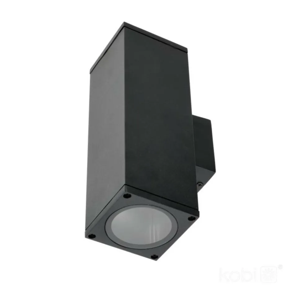 KOBI - Applique murale noir rectangle design haut / bas ip54 extérieur pour ampoule gu10