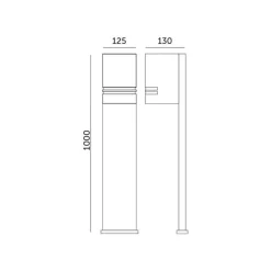 KOBI - Borne de jardin extérieur design grise 1m pour ampoule gu10