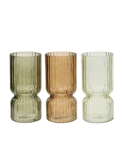 KSD - Vase tubulaire ondulé en verre, ø11x23cm, 3 couleurs. Basics
