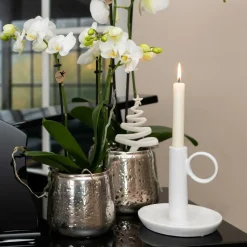 LA GREEN TOUCH - Orchidée phalaenopsis blanche en pot argenté amabilis 35cm - plante d'intérieur