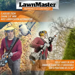 LAWNMASTER - Débroussailleuse thermique 26cc 4 en 1 avec démarrage électrique - lawnmaster