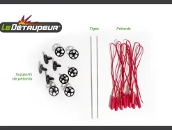 LE DETAUPEUR - Kit adaptation campagnols pour le detaupeur, comprenant 2 tiges, 10 pétards et 10 supports de pétards.