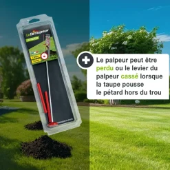 LE DETAUPEUR - Kit anti piège taupes & campagnols - 2 tiges + 1 palpeur - utilisable sous la pluie en toute sécurité - système exclusif