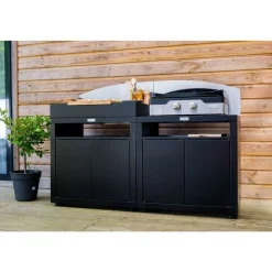 LE MARQUIER - Meuble avec tablette pour cuisine d'extérieur, noir - L.80xl.55xH.79cm