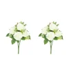 LIGNE DECO - Bouquet artificiel de roses 32cm blanc lot de 2