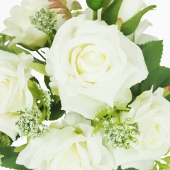 LIGNE DECO - Bouquet artificiel de roses 32cm blanc lot de 2