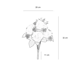 LIGNE DECO - Bouquet artificiel de roses 32cm blanc lot de 2