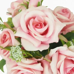 LIGNE DECO - Bouquet artificiel de roses 32cm rose lot de 2