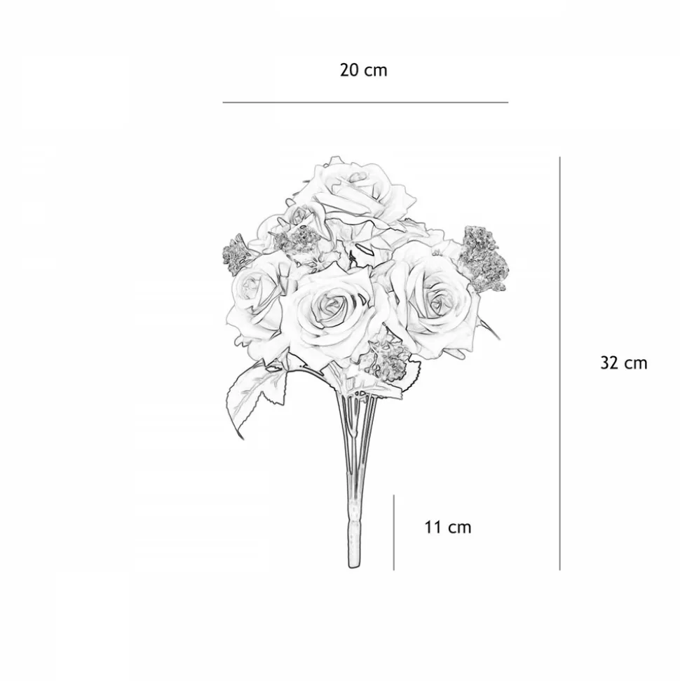 LIGNE DECO - Bouquet artificiel de roses 32cm rose lot de 2