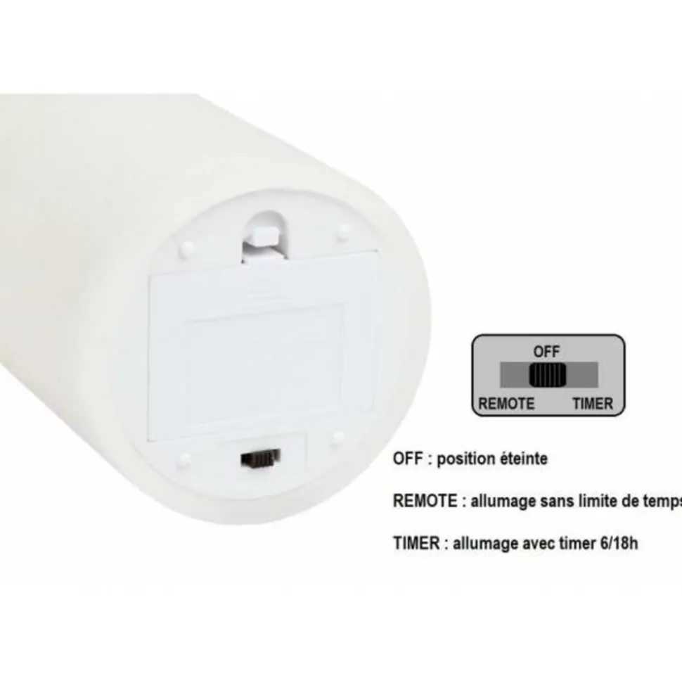 LOTTI - Bougie led en cire naturelle blanche à piles flamme vacillante h12cm timer blanc chaud lotti