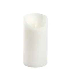 LOTTI - Bougie led flamme oscillante cire rustique blanche à piles h15cm timer blanc chaud lotti