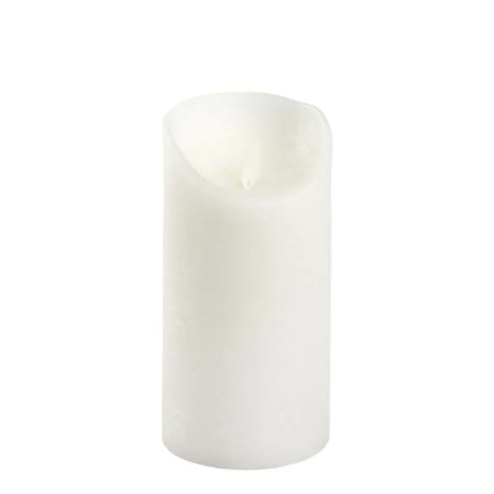 LOTTI - Bougie led flamme oscillante cire rustique blanche à piles h15cm timer blanc chaud lotti