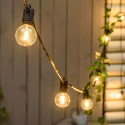 LOTTI - Guirlande guinguette solaire 5m 12 ampoules g40 e12 filament led blanc chaud lotti