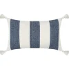 LOVELY CASA - Lovely casa - coussin à bandes bleues à pompons