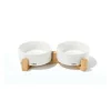M PETS - Bols céramique avec support en bambou 2x350 ml - mpets - opera - blanc