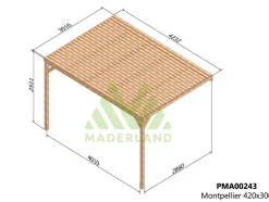 MADERLAND - Pergola adossée en bois montpellier 400 x 300 cm