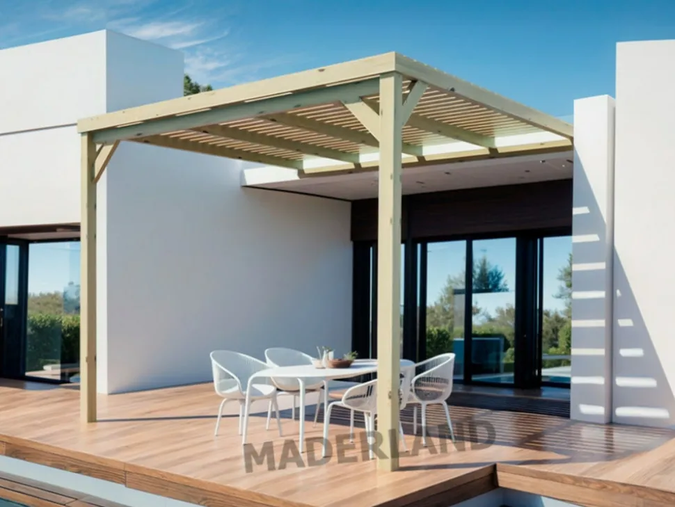 MADERLAND - Pergola adossée en bois montpellier 400 x 400 cm