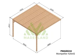 MADERLAND - Pergola adossée en bois montpellier 400 x 400 cm