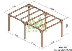 MADERLAND - Pergola en bois autoportante - modèle fuengirola - 500 x 300 cm