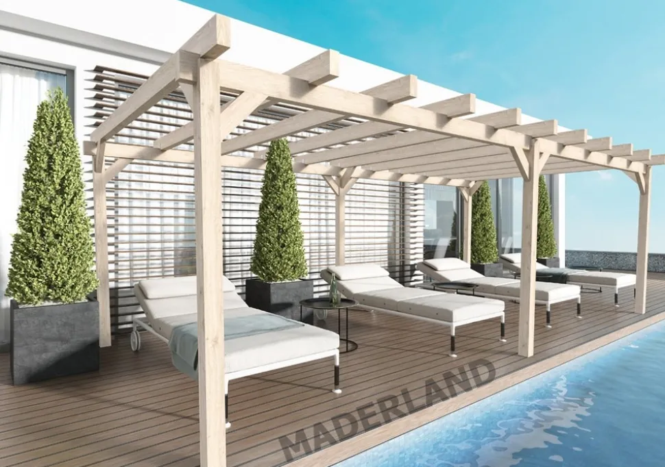 MADERLAND - Pergola en bois autoportante - modèle marsella - 600 x 400 cm