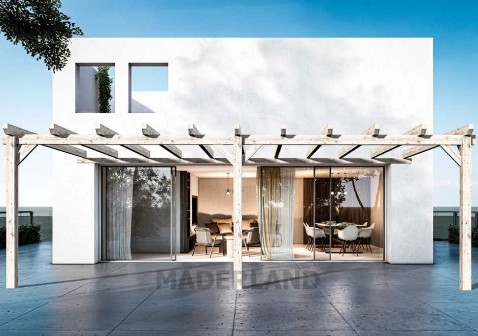 MADERLAND - Pergola en bois adossée - modèle sevilla - 700 x 500 cm