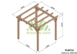 MADERLAND - Pergola en bois autoportante - modèle valencia - 300 x 300 cm