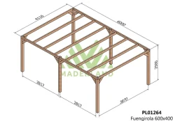 MADERLAND - Pergola en bois autoportante - modèle fuengirola - 600 x 400 cm