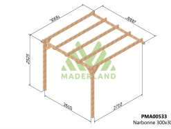 MADERLAND - Pergola en bois adossée - modèle narbonne - 300 x 300 cm