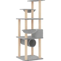 MAISON EXCLUSIVE - Arbre à chat avec griffoirs en sisal gris clair 141 cm