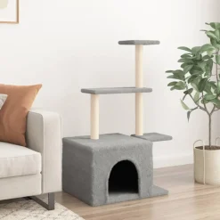 MAISON EXCLUSIVE - Arbre à chat avec griffoirs en sisal gris clair 110 cm