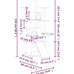 MAISON EXCLUSIVE - Arbre à chat avec griffoirs en sisal gris foncé 154 cm